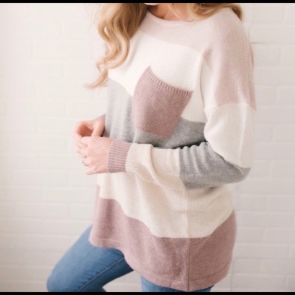 ATHENA Colorblock Long Sleeve Top - MAUVE … - Picture 2 of 4